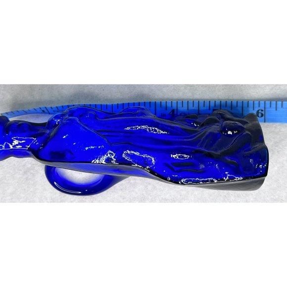 Cobalt Blue Mary Bottle Holy Water Blown Glass 5 3/4 inches - Picture 9 of 11